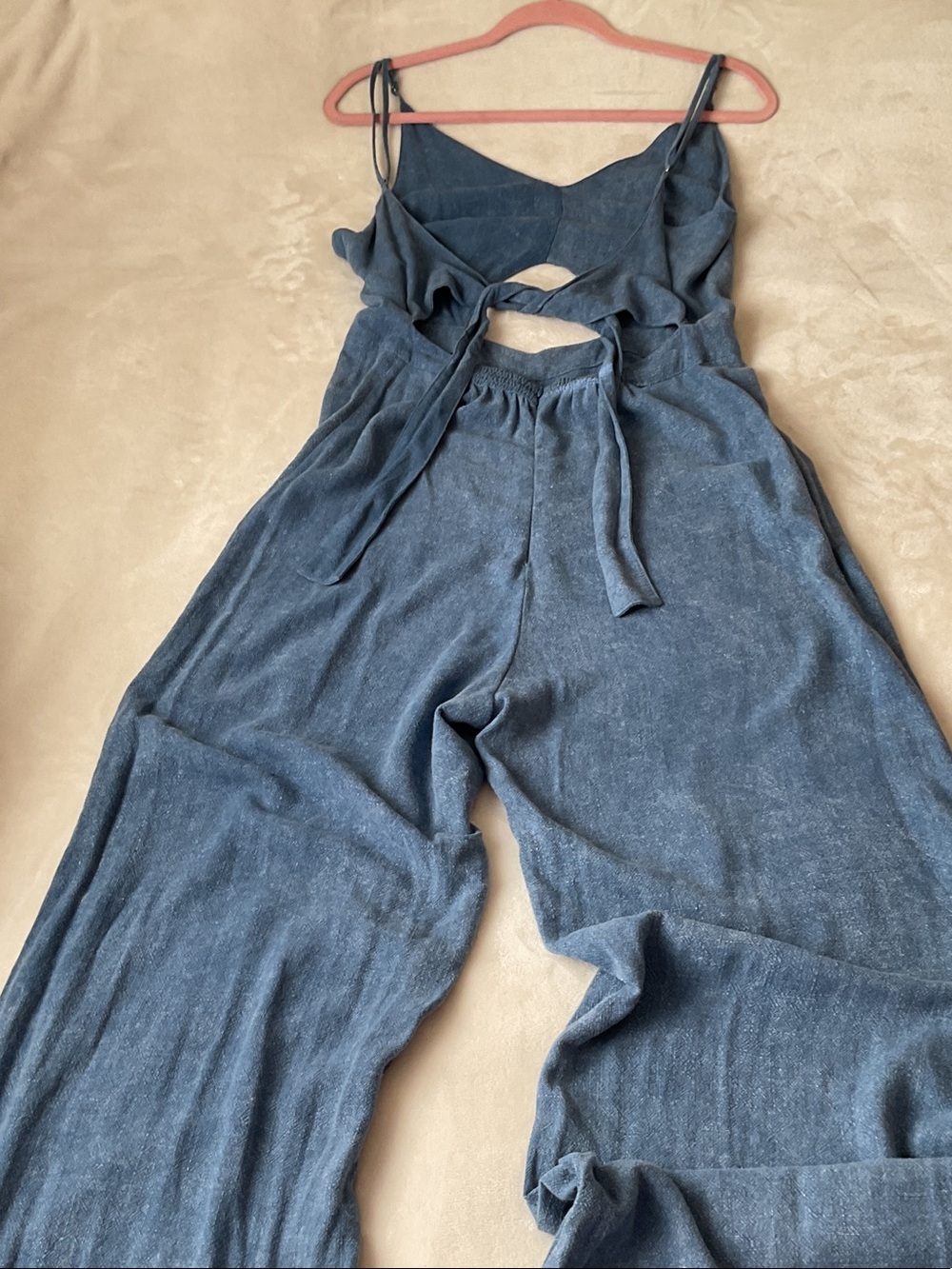 Indah Denim-Blue Wide Leg Jumpsuit with Front Keyhole - Picture 4 of 8